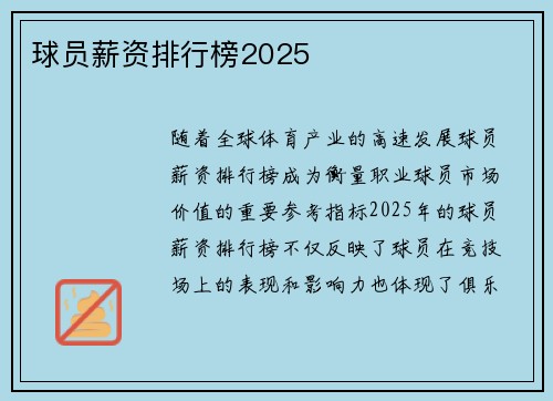 球员薪资排行榜2025